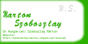 marton szoboszlay business card